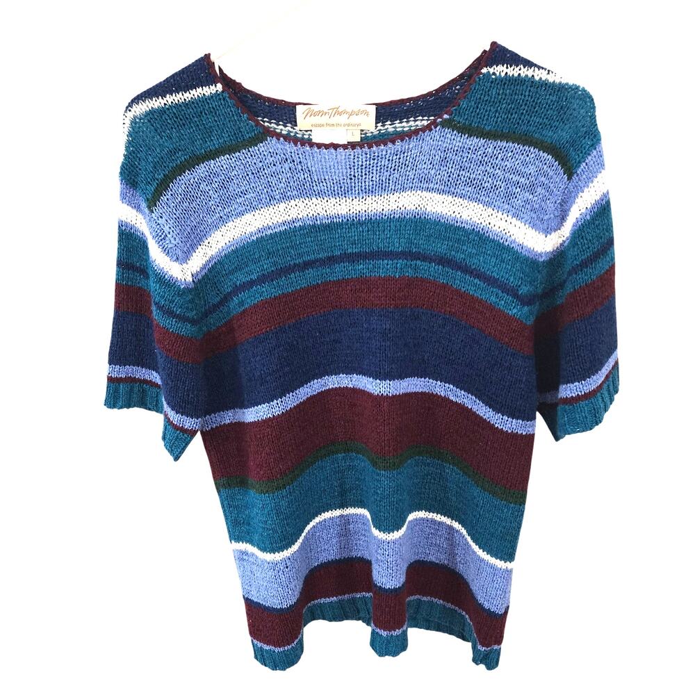 Norm Thompson Sz Large Womens Multi Stripe Knit Sweater